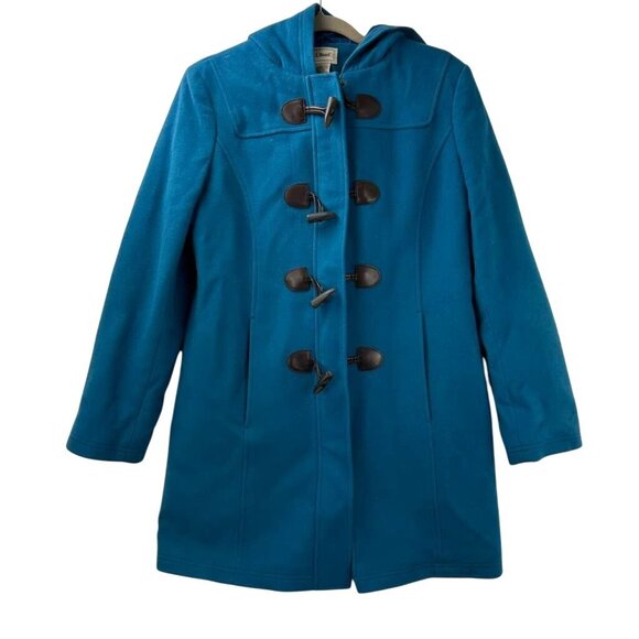 VTG L.L Bean Womens Size 8 100% Lambswool Duffle Thinsulate Coat Toggle Blue - Picture 11 of 16
